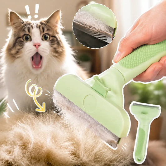 Professional Pet Deshedding Tool for Dogs & Cats, Gentle Undercoat Rake, Fast Shedding Reduction, Dematting Comb for Long Hair Pets, Cat & Dog Grooming Fur Removal Brush,Sleek, Ez, Brush